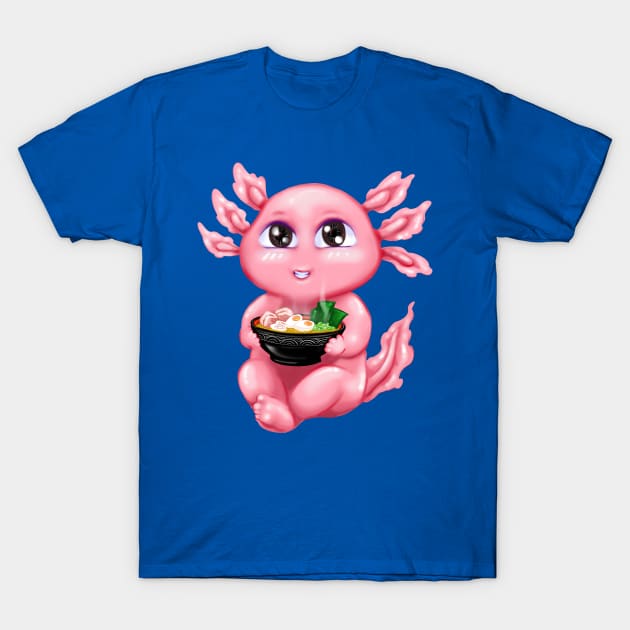 Axolotl Ramen Noodles T-Shirt by XXII Designs